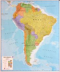 Amerika Zuid politiek bulkgoed wandkaart geplastificeerd